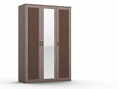 "GL"  NEW ШО-03 (2к,1 зр) шкаф д/одежды, дуб шамони,фасады кожа с зеркалом
