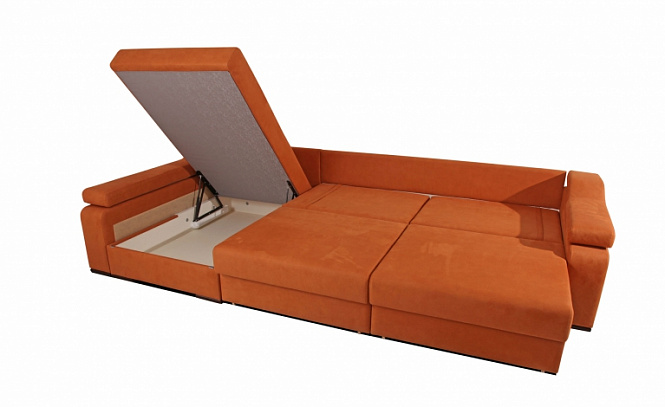 ПРЕСТИЖ-01 Б (угловой диван-кровать с шезлонгом,с длинным подлокотником) Замша карелия ивори, Замша 