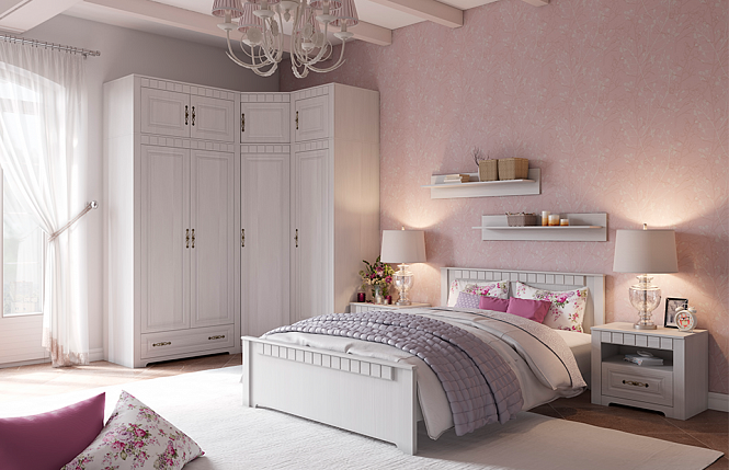 Кровать 1200 "Прованс" (Бодега белая / Патина премиум)