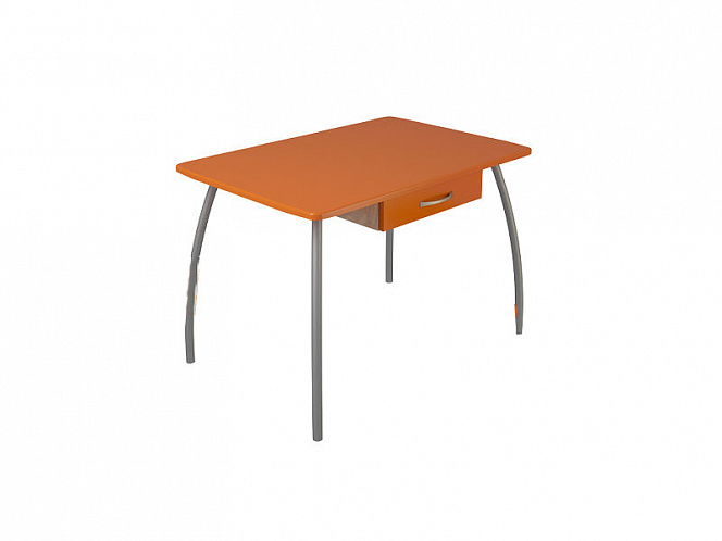 Стол для кухни (МДФ большой оранжевый с ящиком)