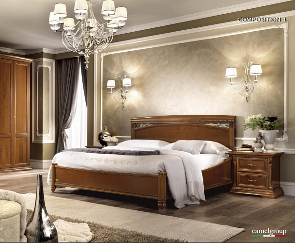 Спальня "Тревизо" вишня Кровать 160*200 без изножья 175*214*120, арт.143LET.01CI