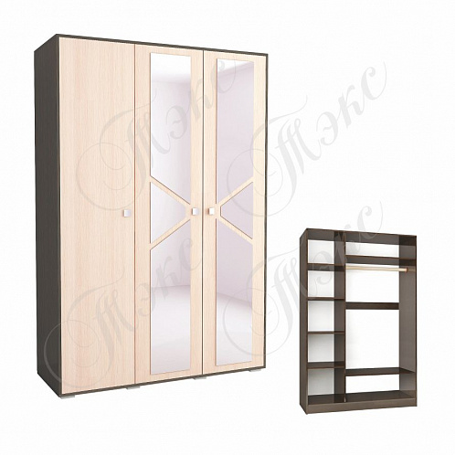 Спальня Ненси-2 Шкаф 3-х ств.  Венге/дуб молочный
