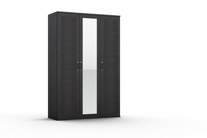 "GL"  NEW ШО-03 (2к,1 зр) шкаф д/одежды, венге,фасады кожа с зеркалом