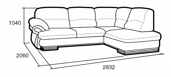 Угловой диван «Мадрид» (2Т-1ПФ)