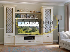 Эдит-2 гостиная 2780*2160*500/450 МДФ (Ванильное дерево/лдсп белый)