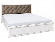 Кровать двойная 06.02-03 (06.15) с ортоп.осн."Габриэлла"(ш.1600) (вудлайн кремовый/профиль Аруша венге с патиной/ткань велюр богемия кофе) 