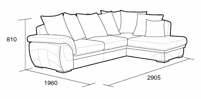 Угловой диван «Неаполь» 1 (2Т-1ПФ)