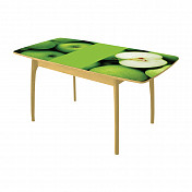 Стол №15 ДН4,Бук-стекло №С7(ЯБЛОКО),вставка зеленая "бабочка" (вариант 2)