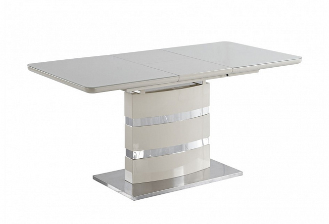 Стол обеденный SKY (1200-1600x800x760) VANILLA (лак ваниль со стеклом)