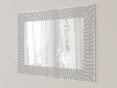 Зеркало мебельное Z-01 800*585 прямоугольник с пескоструйной обработкой "Медуза" 