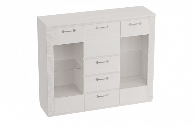 ЭЛАНА Комод с баром (Бодега белая / Сандал матовый белый) ГОСТИНАЯ