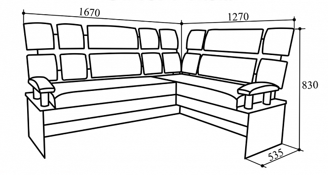 Кухонный угловой диван КУ-70 категория 4 (Дуб венге/Falcone 8GL,Falcone 2GL)