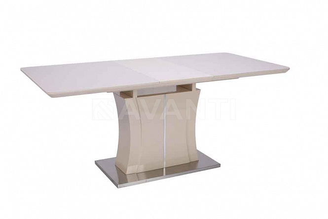 Стол обеденный RAINBOW NEW (1400-1800х850х760)  ( лак ваниль/ стекло ваниль)