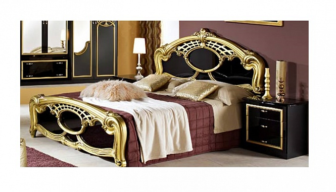 Кровать 1600х2000 Ольга черный с золотом