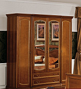Шкаф 4-х дв. с ящиками с зеркалом "Луиджи" (коричневый.,отд.золото)