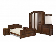 ЛУИЗА-5 Мебель для спальни (Комплектация №1: Кр160\Т2\К\ПЗ\Ш4 Орех)