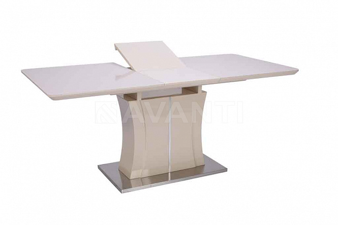 Стол обеденный RAINBOW NEW (1400-1800х850х760)  ( лак ваниль/ стекло ваниль)
