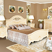 Кровать двойная (180х200)  "Престиж" с ажурн. элементом (без м/ и тахты) - спальня (цвет бежевый)