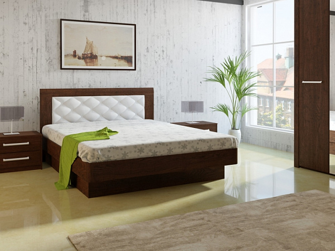 Изделие № 28.1 М  (Кровать 2х сп с подъем механ.(2000*1600) орт. основанием (старый дуб к мк 44)